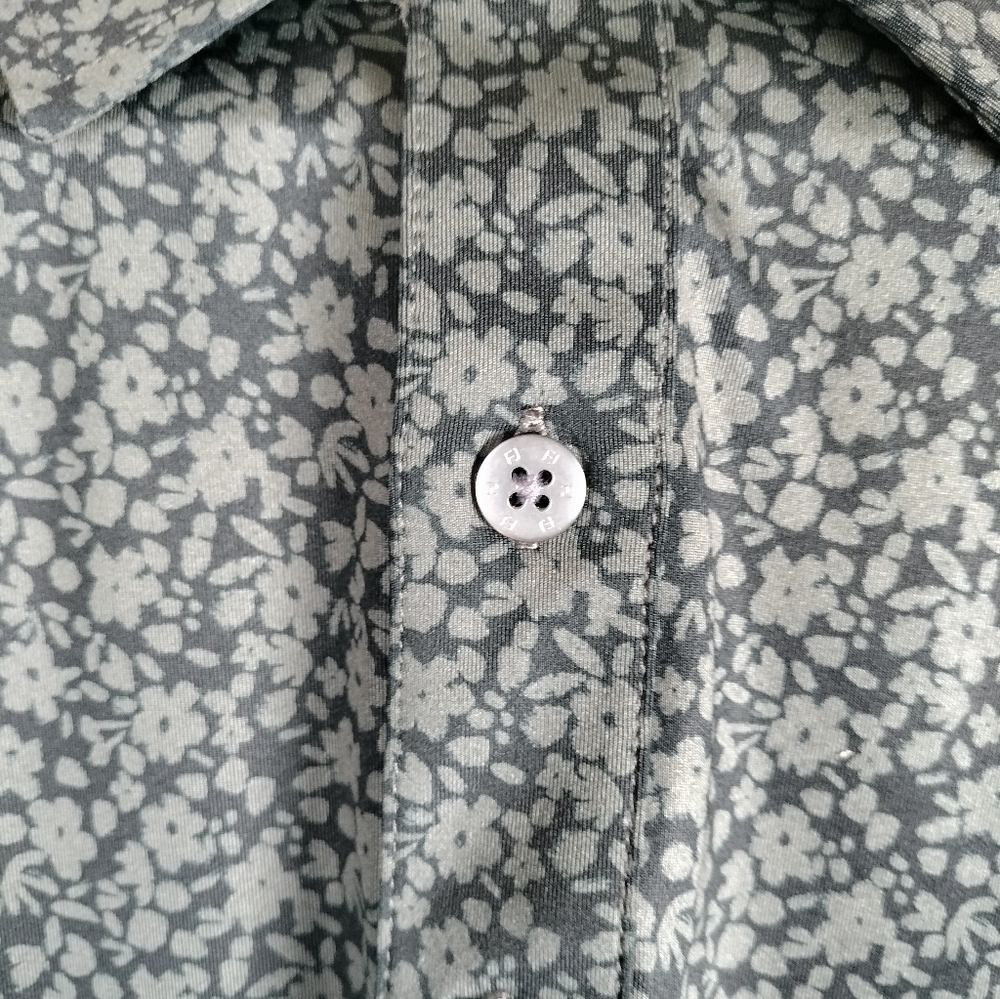 FootJoy FJ Men's Large Gray Floral Lisle Golf Polo Shirt Performance Trophy Logo - Picture 10 of 10